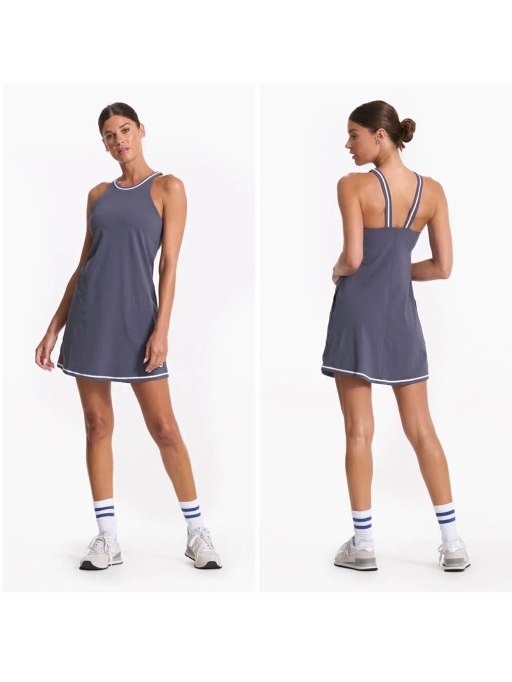 Vuori Volley Tennis Dress Size S Blue Built In Bra Pockets Athletic Old Money